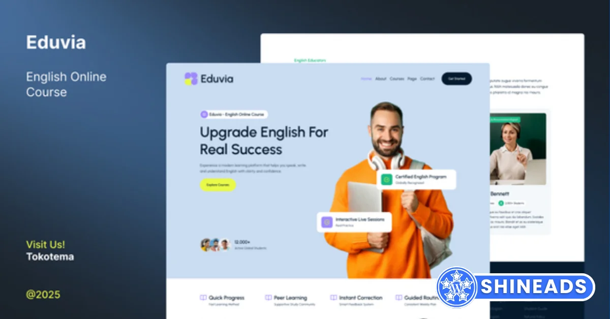 Eduvia Template Kit – English Online Course Website Elementor Template Kit Free Download v1.0