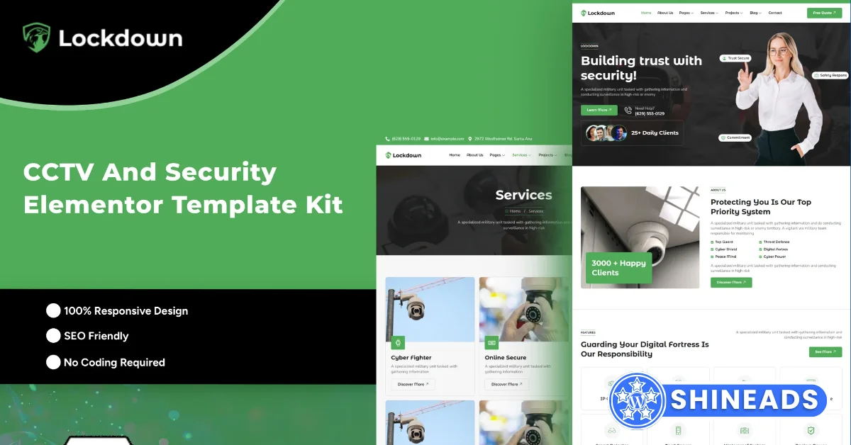 Lockdown – CCTV & Security Elementor Template Kit Free Download v1.0