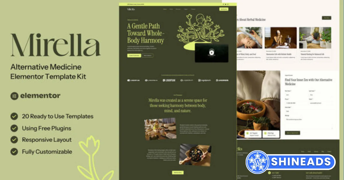 Mirella Alternative Medicine Elementor Template Kit Free Download