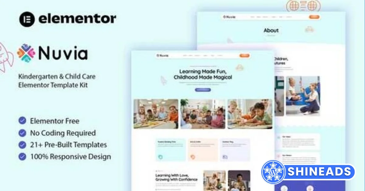 Nuvia – Kindergarten & Child Care Elementor Template Kit Free Download v1.0