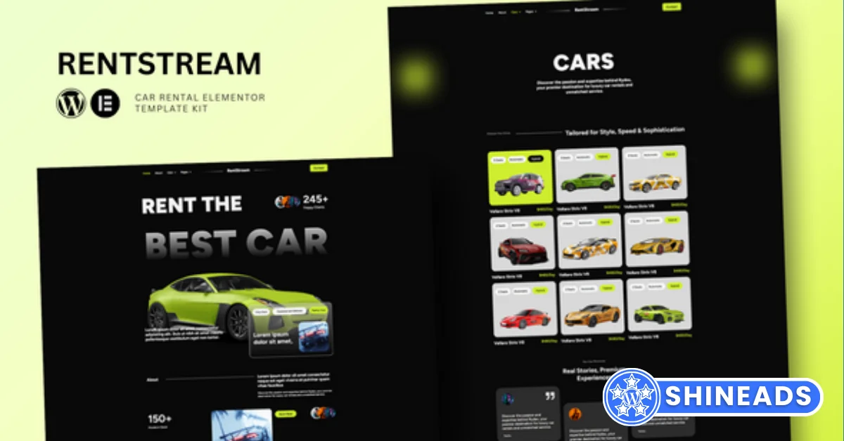 RentStream – Car Rental Elementor Template Kit Free Download v1.0