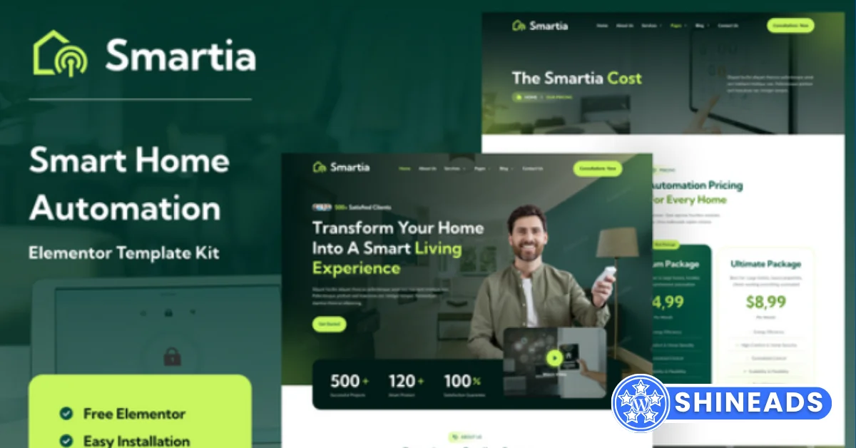 Smartia – Smart Home Automation Elementor Template Kit Free Download v1.0