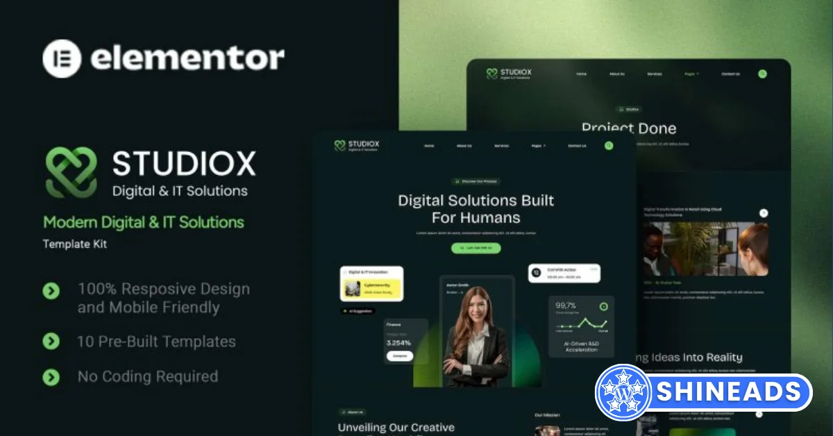 Studiox – Modern Digital & IT Solution Elementor Template Kit Free Download v1.0