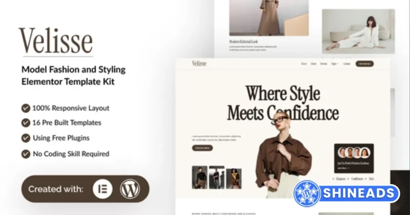 Velisse – Model Fashion & Styling Elementor Template Kit Free Download v1.0